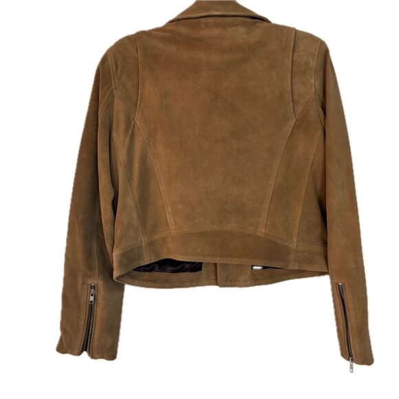 😊Jason Wu Suede Leather Moto Biker Jacket Desert Camel Womens Size M NWT $428 - Picture 8 of 9